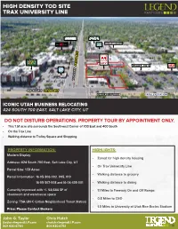 High Density Tod Site Trax University Line