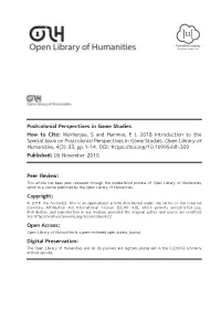 Introduction to the Special Issue on Postcolonial Perspectives in Game Studies