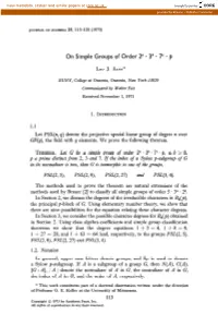 On Simple Groups of Order 2” L 3B - 7” a P