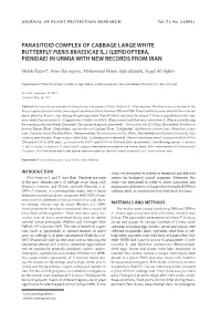 Parasitoid Complex of Cabbage Large White Butterfly Pieris Brassicae (L.) (Lepidoptera, Pieridae) in Urmia with New Records from Iran