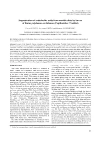 Sequestration of Aristolochic Acids from Meridic Diets by Larvae of Battus Polydamas Archidamas (Papilionidae: Troidini)