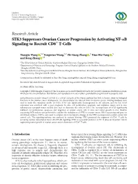 STK3 Suppresses Ovarian Cancer Progression by Activating NF-Κb Signaling to Recruit CD8+ T-Cells