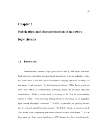 Chapter 3 Fabrication and Characterization of Nanowire Logic