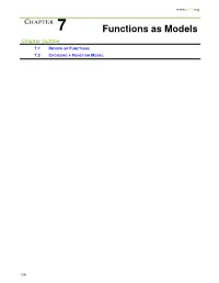 Functions As Models Chapter Outline