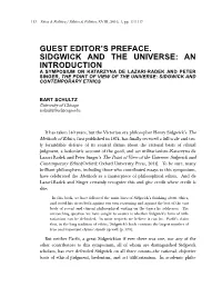 Guest Editor's Preface. Sidgwick and the Universe