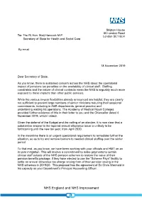 Letter from Simon Stevens to Matt Hancock on 18 November 2019