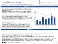 Private Placement Activity Chris Hastings | Chastings@Signalhill.Com | 917-621-3750 10/30/2017 – 11/03/2017 (Transactions in Excess of $20 Million)
