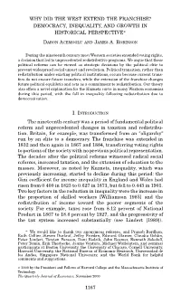 Why Did the West Extend the Franchise?: Democracy, Inequality and Growth in Historical Perspective