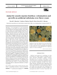 Antarctic Sessile Marine Benthos: Colonisation and Growth on Artificial Substrata Over Three Years
