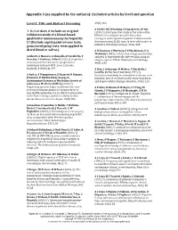 Appendix 3 (As Supplied by the Authors): Excluded Articles by Level and Question