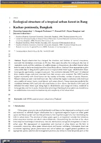 Ecological Structure of a Tropical Urban Forest in Bang Kachao Peninsula