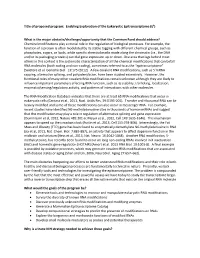 Enabling Exploration of the Eukaryotic Epitranscriptome (E4)