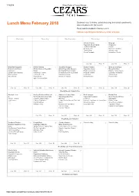 Lunch Menu February 2018 Also Included W Ith Set Lunch Soup Not Included in Bento Lunch Notices Regarding Bento/Delivery Order Process