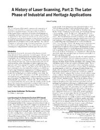 A History of Laser Scanning, Part 2: the Later Phase of Industrial and Heritage Applications
