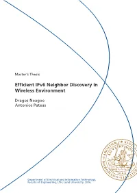 Efficient Ipv6 Neighbor Discovery in Wireless Environment