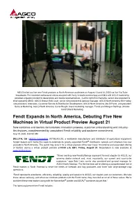 Fendt Expands in North America, Debuting Five New Machines in Virtual Product Preview August 21