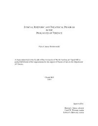 Judicial Rhetoric and Theatrical Program in the Prologues of Terence