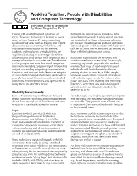 People with Disabilities and Computer Technology Providing Access to Technology by Sheryl Burgstahler, Ph.D