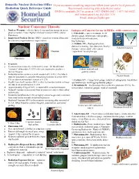 Radiation Quick Reference Guide Recommend Contacting Your State Fusion Center