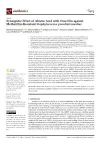 Synergistic Effect of Abietic Acid with Oxacillin Against Methicillin-Resistant Staphylococcus Pseudintermedius