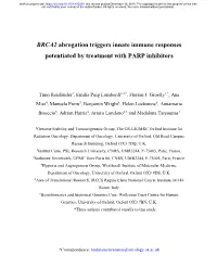 BRCA2 Abrogation Triggers Innate Immune Responses Potentiated by Treatment with PARP Inhibitors