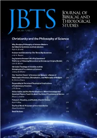 JBTSVOLUME 2 | ISSUE 2 Christianity and the Philosophy of Science