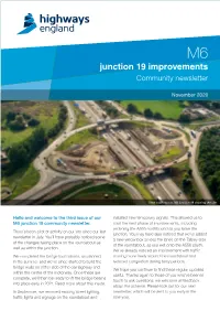M6 Junction 19 Improvements Community Newsletter