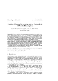 Statistics of Random Permutations and the Cryptanalysis of Periodic Block Ciphers