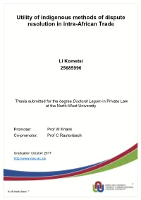 Utility of Indigenous Methods of Dispute Resolution in Intra-African Trade