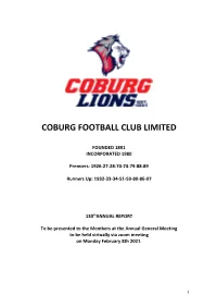 2020 Coburg FC Annual Report