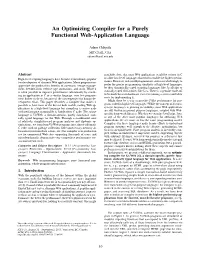 An Optimizing Compiler for a Purely Functional Web-Application Language