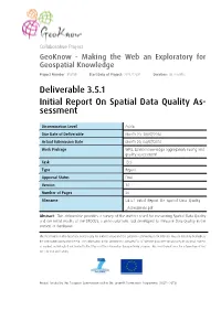 Deliverable 3.5.1 Initial Report on Spatial Data Quality As- Sessment