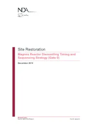 Magnox Reactor Dismantling Timing and Sequencing Strategy (Gate 0)