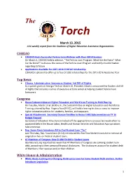 March 13, 2015 a Bi-Weekly Report from the Coalition of Higher Education Assistance Organizations