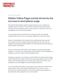 Mobile Yellow Pages Market Driven by the Increase in Smartphone Usage