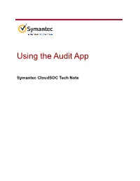Using the Audit App