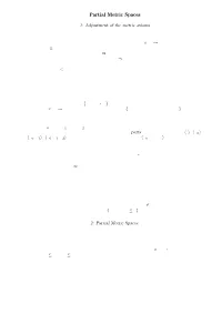 Partial Metric Spaces M.Bukatin,R.Kopperman,S.Matthews,H.P Ajoohesh 1: Adjustment of the Metric Axioms This Talk Is Based on the Reference [B&]