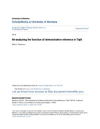 Re-Analyzing the Function of Demonstrative Reference in Tajik