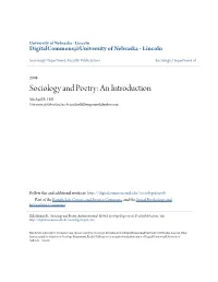 Sociology and Poetry: an Introduction Michael R