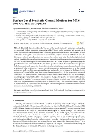 Surface Level Synthetic Ground Motions for M7. 6 2001 Gujarat