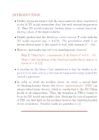 XY Model Universality Class, but with Inverted Temperature [1]