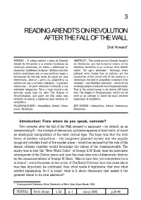 3 Reading Arendt's on Revolution After the Fall of the Wall