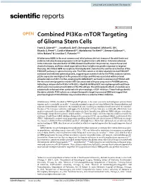 Combined Pi3kα-Mtor Targeting of Glioma Stem Cells