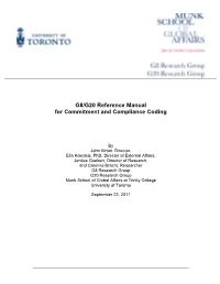 G8/G20 Reference Manual for Commitment and Compliance Coding