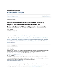 Insights Into Halophilic Microbial Adaptation: Analysis of Integrons and Associated Genomic Structures and Characterization of A