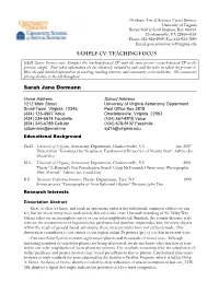 Sample Cv: Teaching Focus