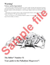 Warning! the Rifter® Number 51 Your Guide to the Palladium Megaverse®!