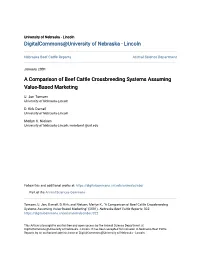 A Comparison of Beef Cattle Crossbreeding Systems Assuming Value-Based Marketing