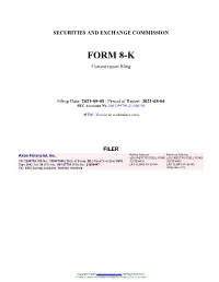 Axos Financial, Inc. Form 8-K Current Event Report Filed 2021-05-05