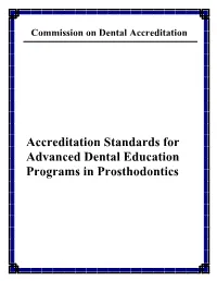 CODA.Org: Accreditation Standards for Prosthodontics Programs